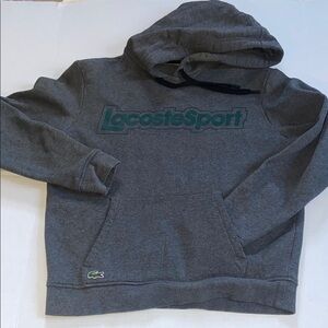 Lacoste Sport  youth medium grey sweatshirt. LacosteSport graphic in green